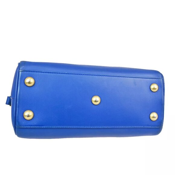 SAINT LAURENT Logo Baby Duffel 2Way Shoulder Hand Bag Leather Blue - Picture 6 of 11